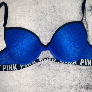 Blue leopard print bra